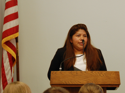 Slavery Survivor Flor Molina speaking on Capitol Hill