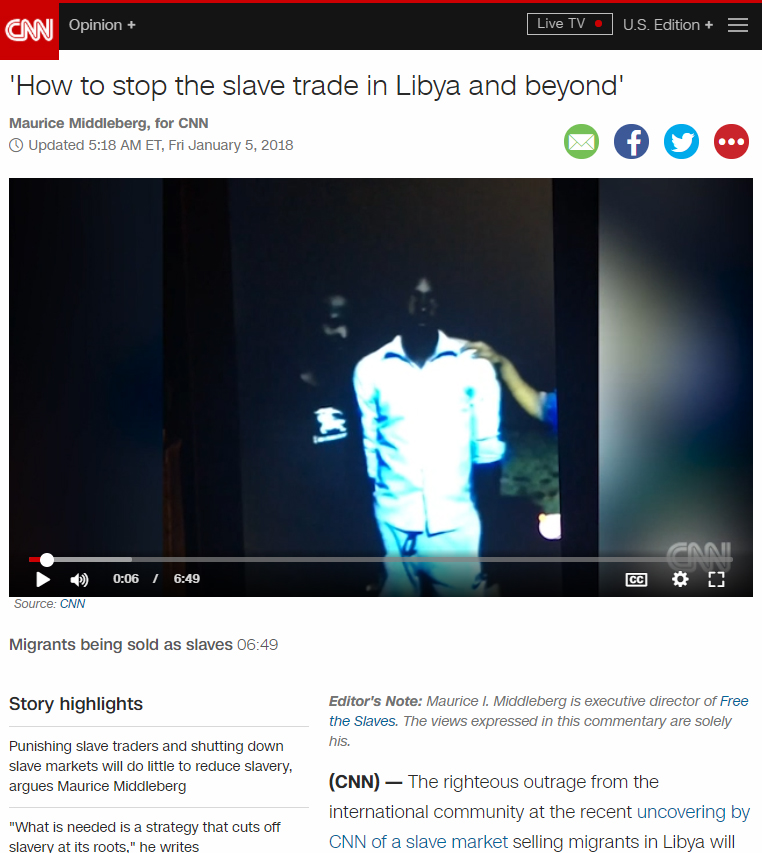 FTS Today on CNN: Stopping Slave Trade in Libya & Beyond